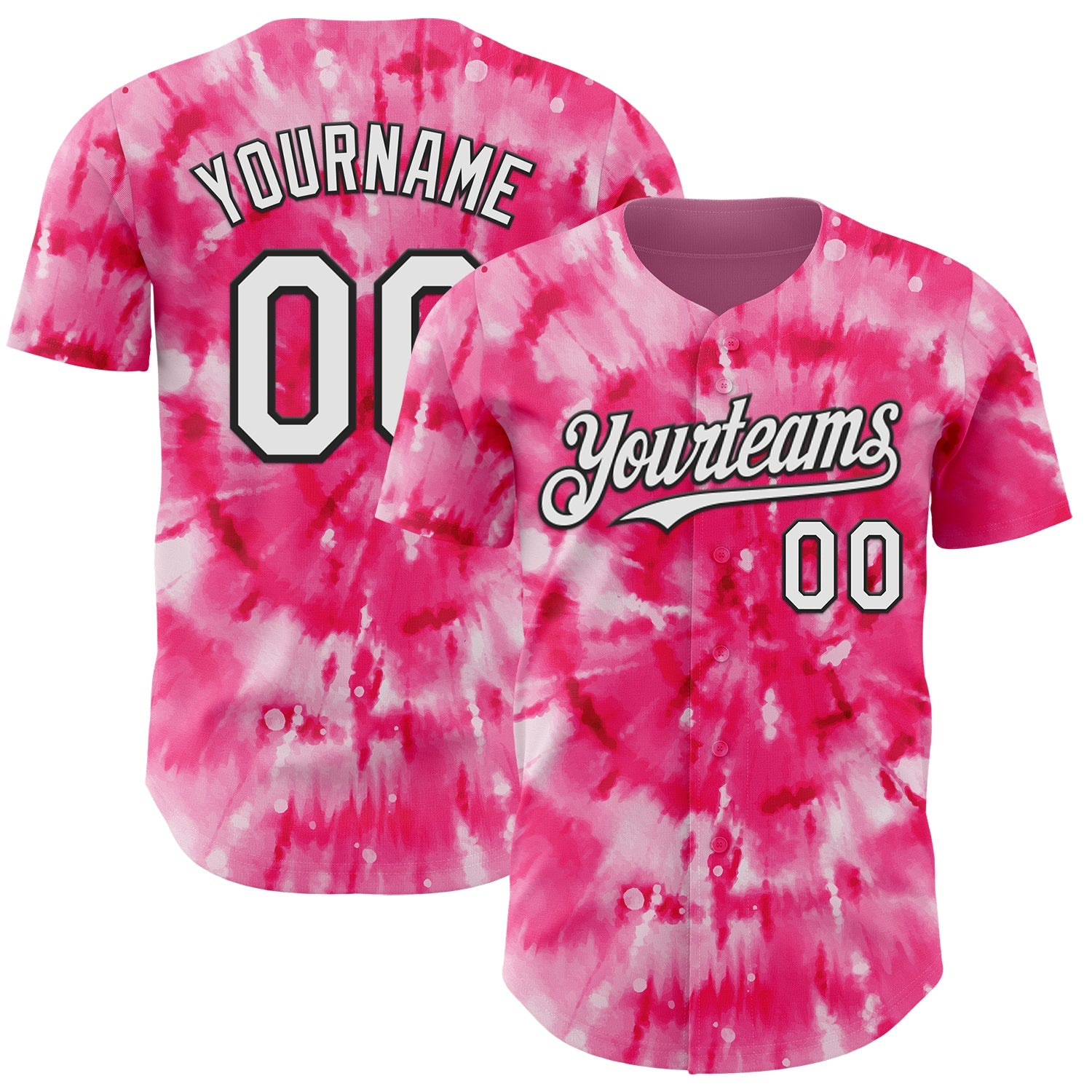 Custom Tie Dye White-Black Shibori Pattern Authentic Baseball Jersey