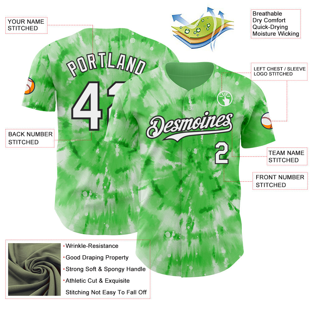 Custom Tie Dye White-Black Shibori Pattern Authentic Baseball Jersey