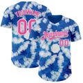 Custom Tie Dye Pink-White Shibori Pattern Authentic Baseball Jersey