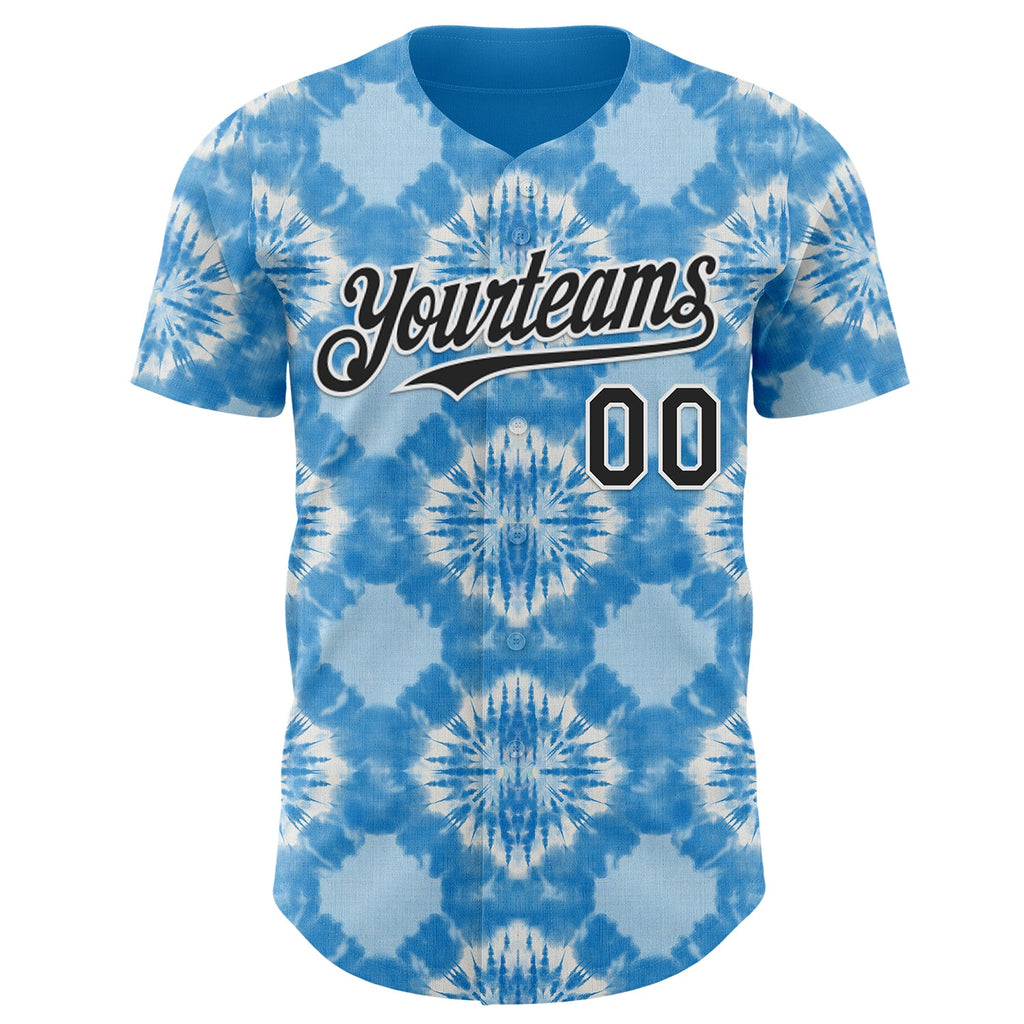 Custom Tie Dye Black-White Shibori Pattern Authentic Baseball Jersey
