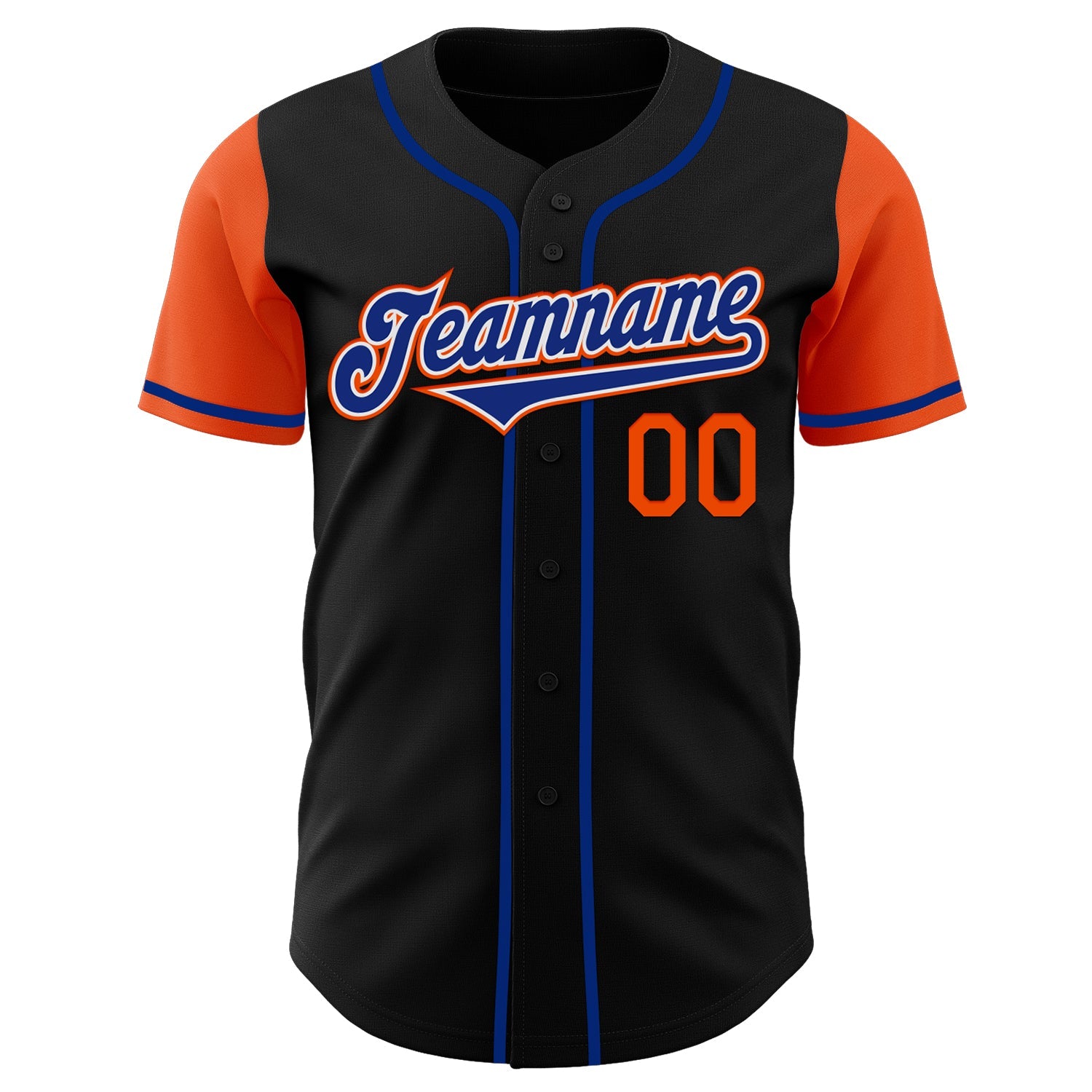 Custom Black Royal-Orange Authentic Two Tone Baseball Jersey