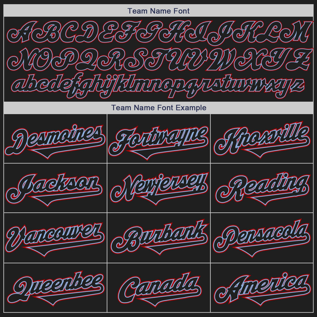 Custom Black Light Blue-Red Authentic Two Tone Baseball Jersey