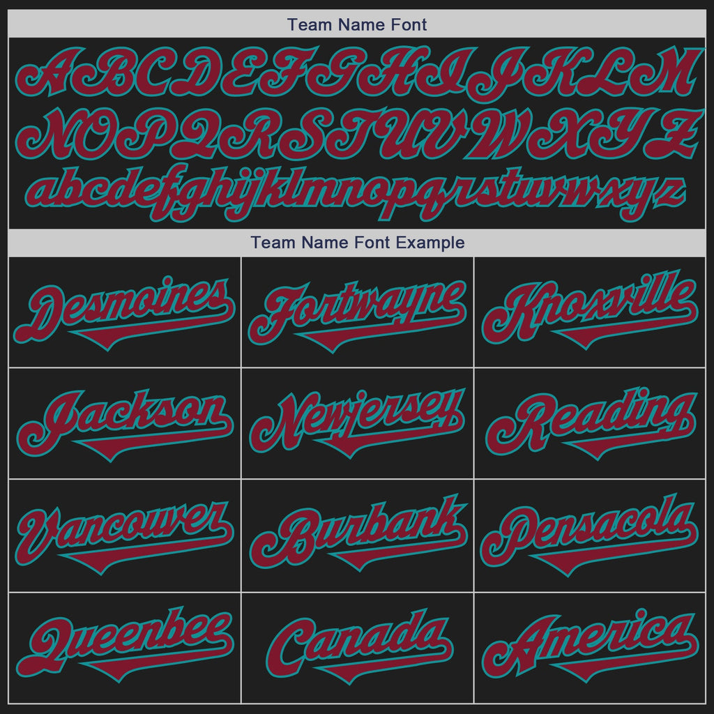 Custom Black Crimson-Teal Authentic Two Tone Baseball Jersey