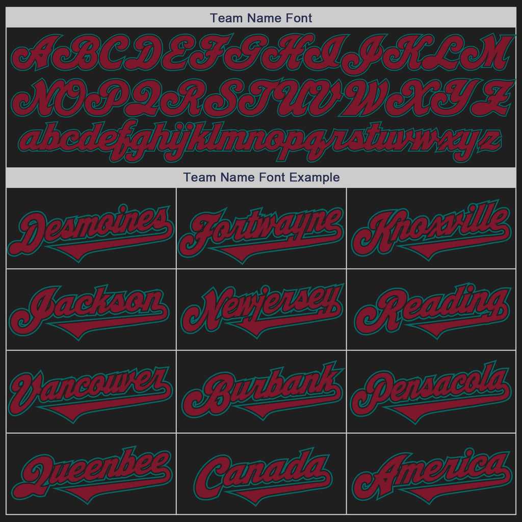 Custom Black Crimson-Teal Authentic Two Tone Baseball Jersey