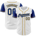Custom White Royal-Old Gold Authentic Two Tone Baseball Jersey