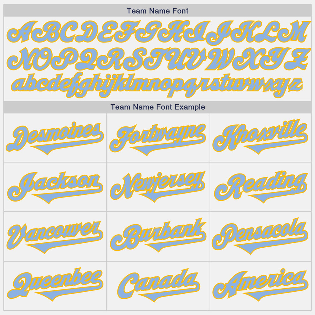 Custom White Light Blue-Gold Authentic Two Tone Baseball Jersey