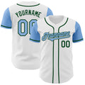Custom White Light Blue-Green Authentic Two Tone Baseball Jersey