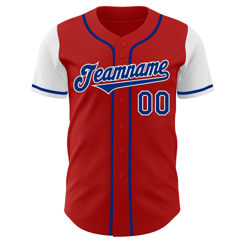 Custom Red Royal-White Authentic Two Tone Baseball Jersey