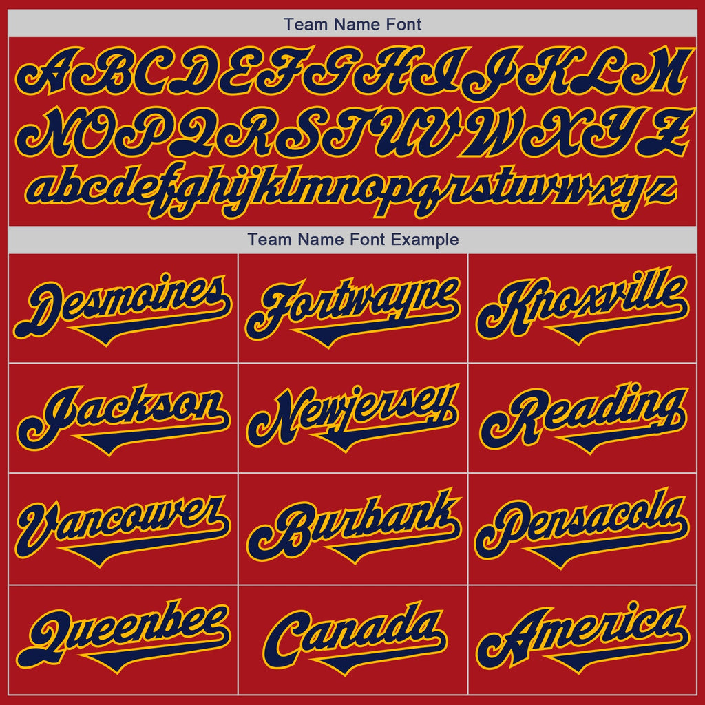 Custom Red Navy-Gold Authentic Two Tone Baseball Jersey
