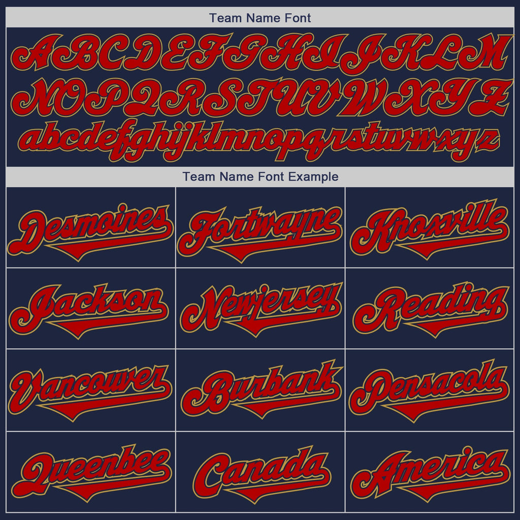 Custom Navy Red-Old Gold Authentic Two Tone Baseball Jersey