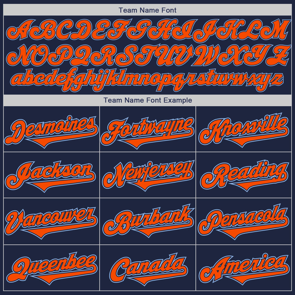 Custom Navy Orange-Light Blue Authentic Two Tone Baseball Jersey