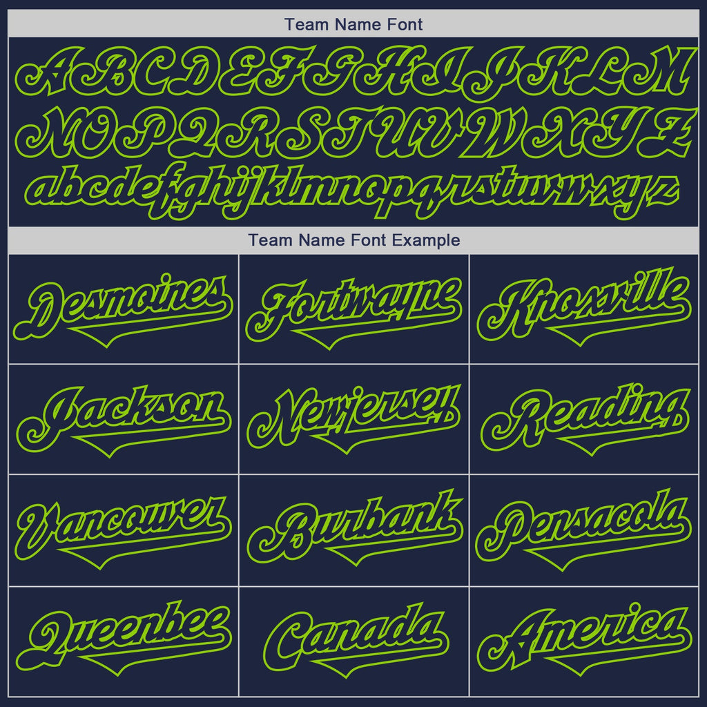 Custom Navy Neon Green Authentic Two Tone Baseball Jersey
