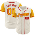 Custom Cream Gold-Red Authentic Two Tone Baseball Jersey