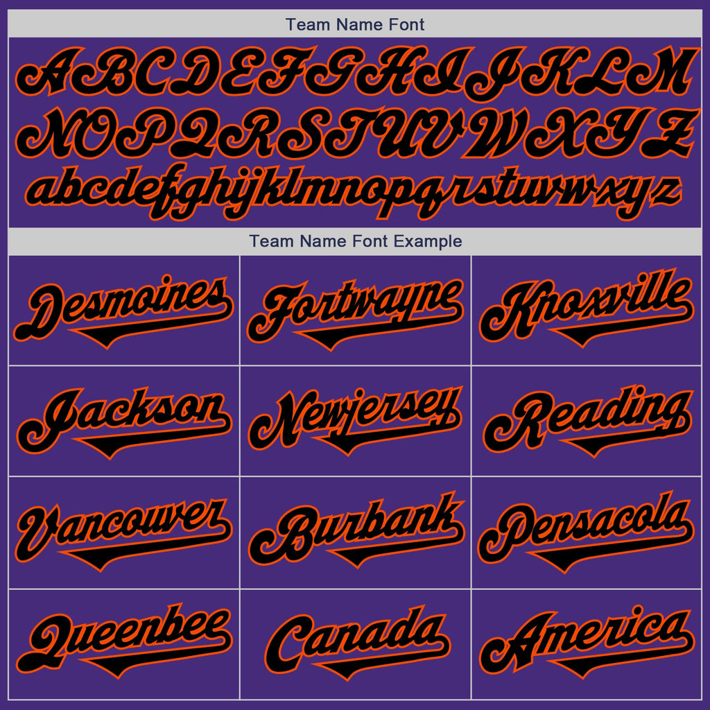 Custom Purple Black-Orange Authentic Two Tone Baseball Jersey