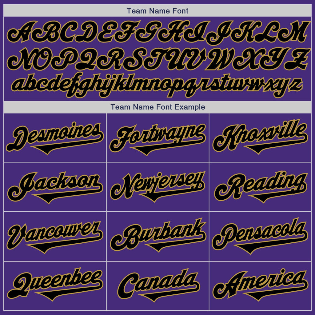 Custom Purple Black-Old Gold Authentic Two Tone Baseball Jersey