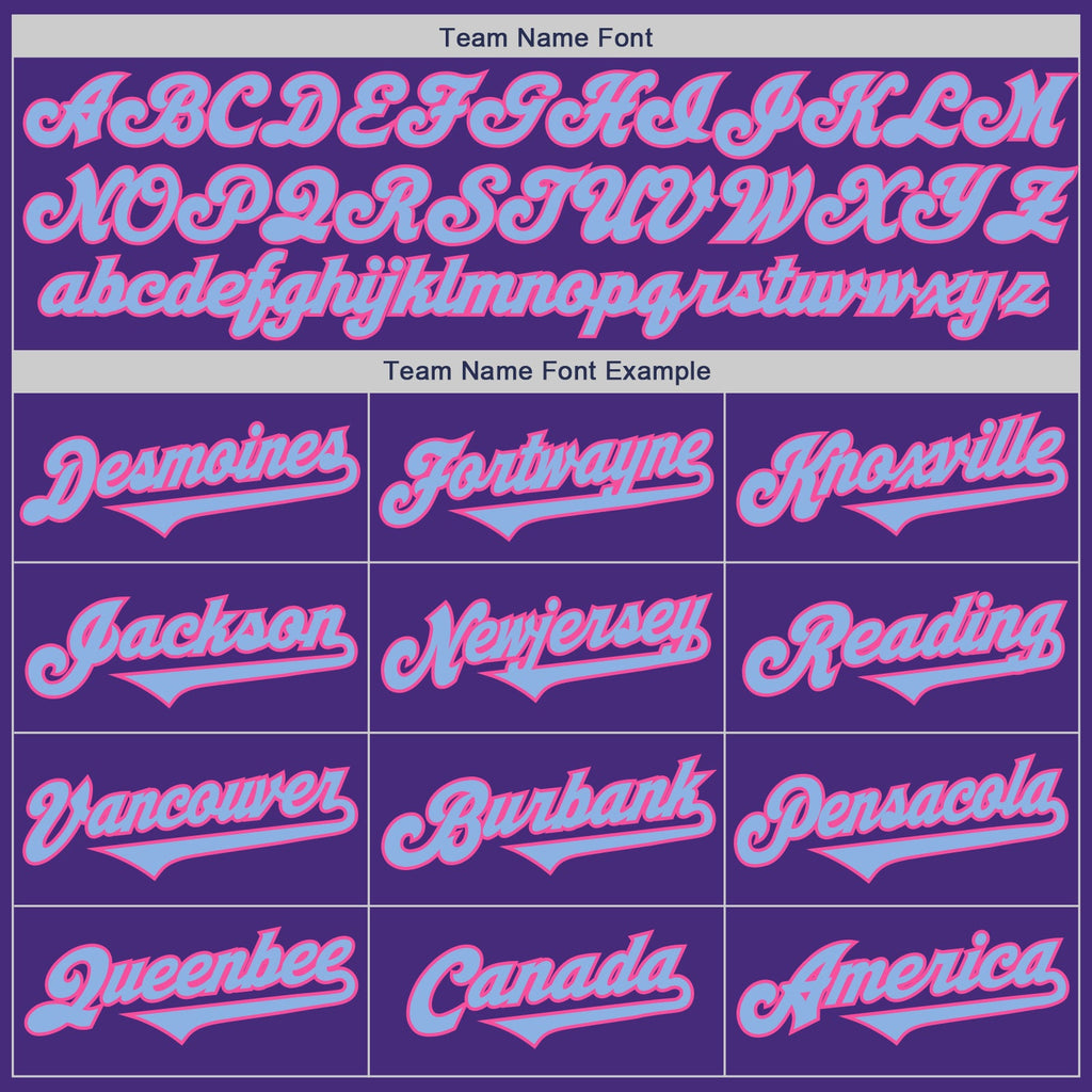 Custom Purple Light Blue-Pink Authentic Two Tone Baseball Jersey