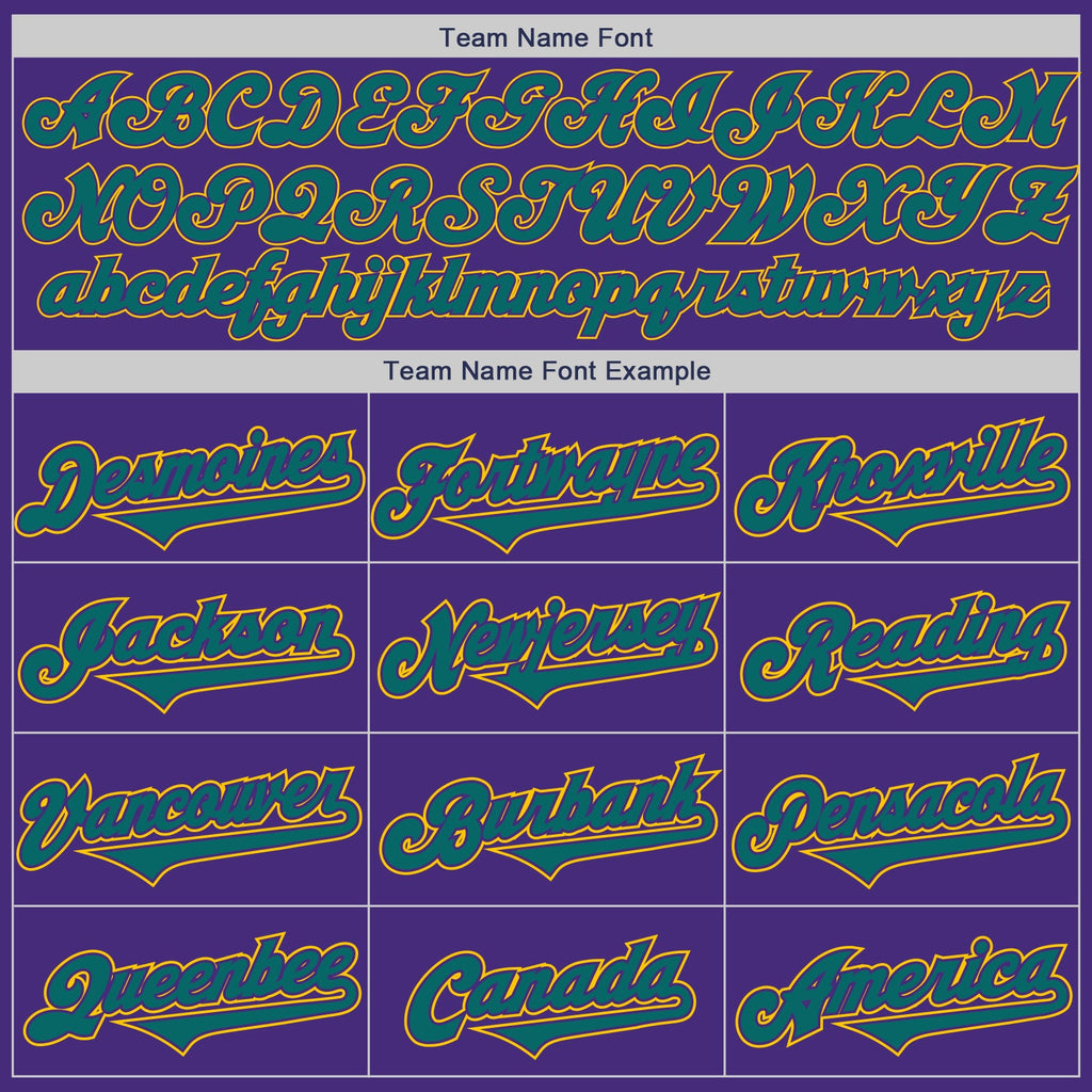 Custom Purple Teal-Yellow Authentic Two Tone Baseball Jersey