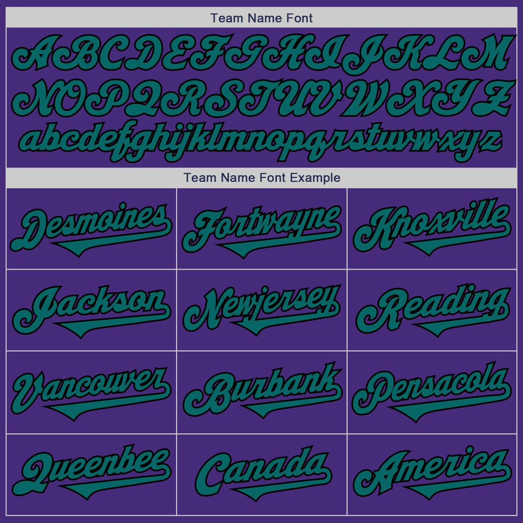 Custom Purple Teal-Black Authentic Two Tone Baseball Jersey