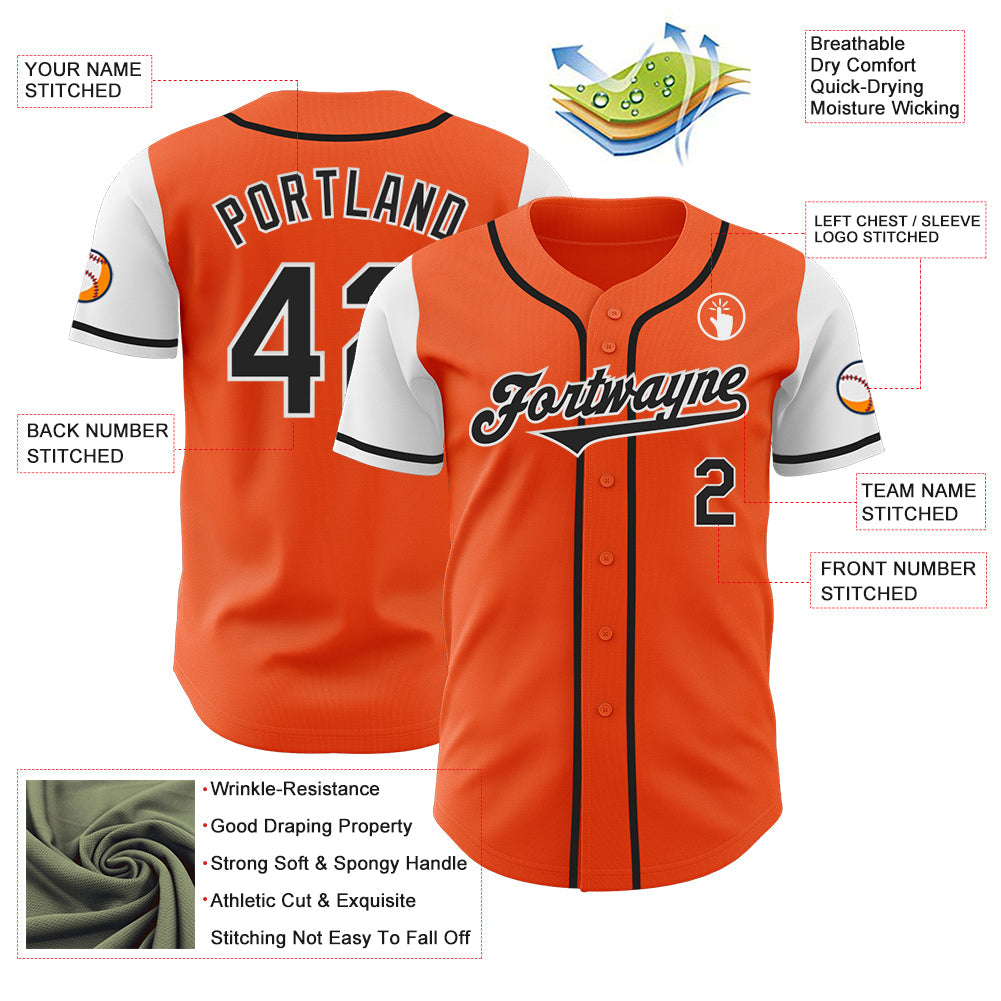 Custom Orange Black-White Authentic Two Tone Baseball Jersey