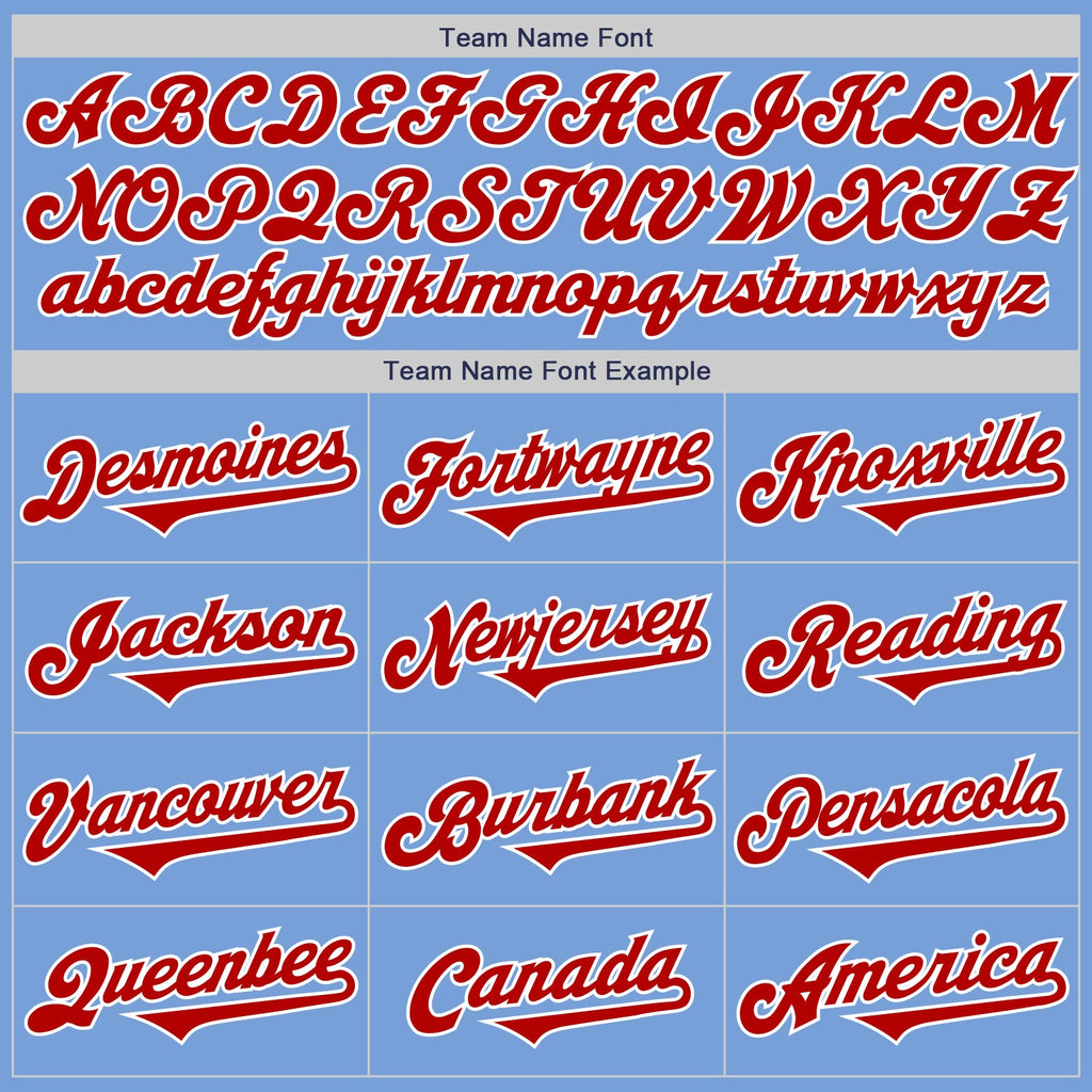 Custom Light Blue Red-White Authentic Two Tone Baseball Jersey