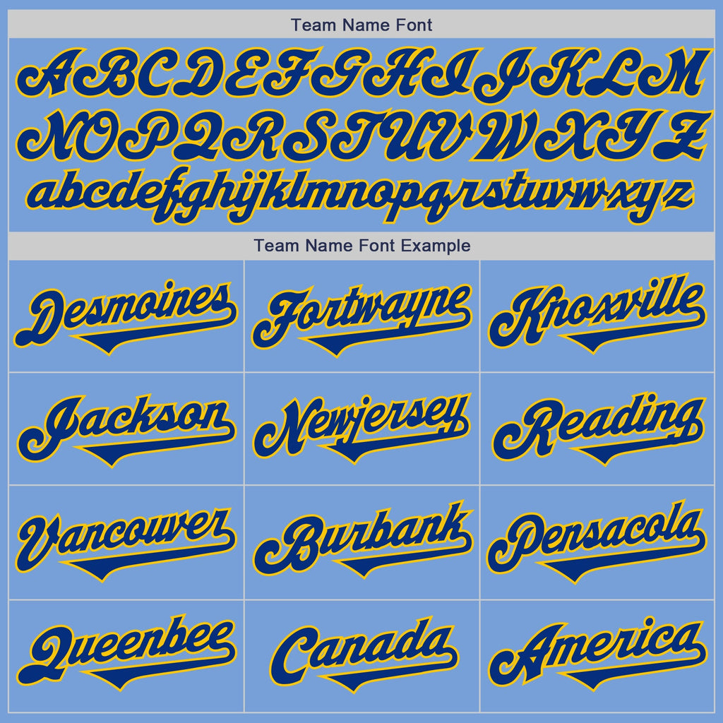 Custom Light Blue Royal-Yellow Authentic Two Tone Baseball Jersey