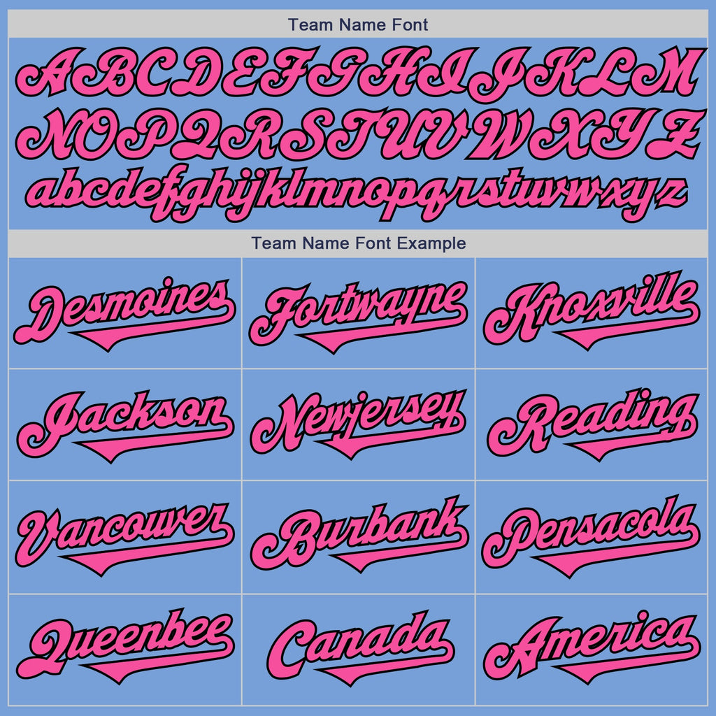 Custom Light Blue Pink-Black Authentic Two Tone Baseball Jersey