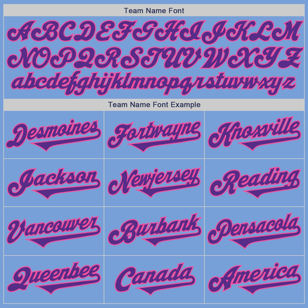 Custom Light Blue Purple-Pink Authentic Two Tone Baseball Jersey