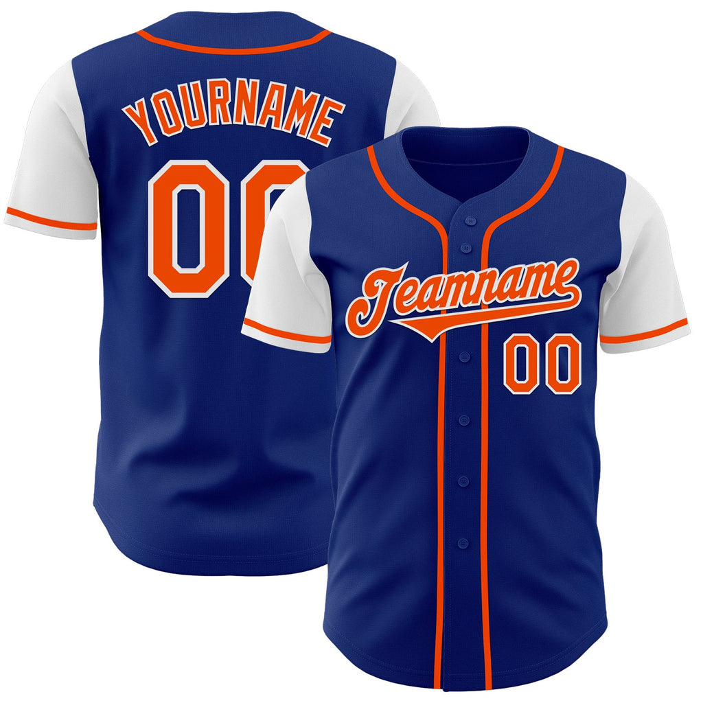 Custom Royal Orange-White Authentic Two Tone Baseball Jersey