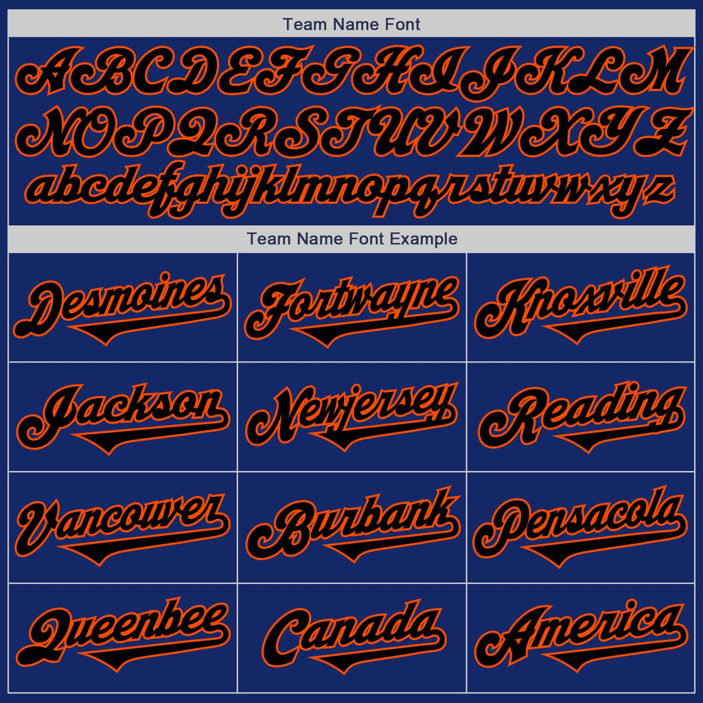 Custom Royal Black-Orange Authentic Two Tone Baseball Jersey