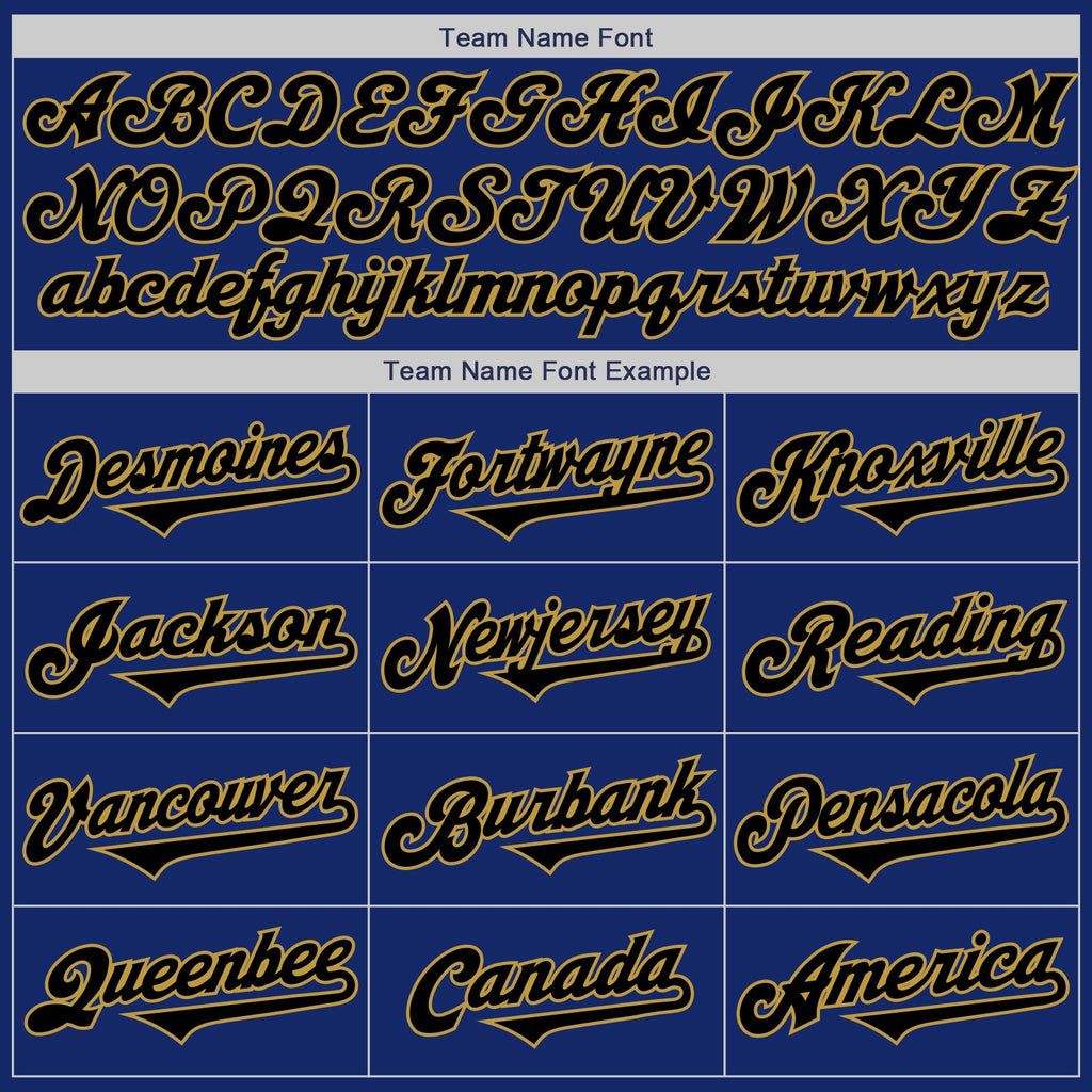 Custom Royal Black-Old Gold Authentic Two Tone Baseball Jersey