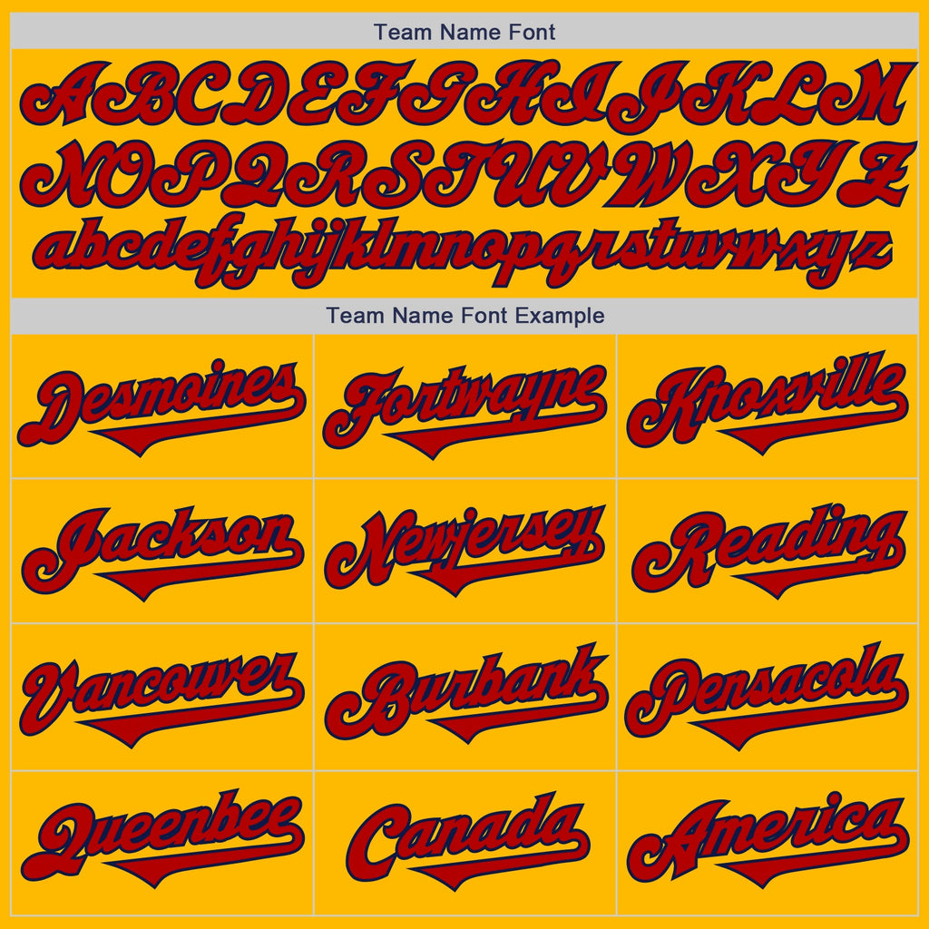 Custom Gold Red-Navy Authentic Two Tone Baseball Jersey