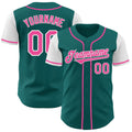 Custom Teal Pink-White Authentic Two Tone Baseball Jersey