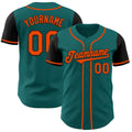 Custom Teal Orange-Black Authentic Two Tone Baseball Jersey