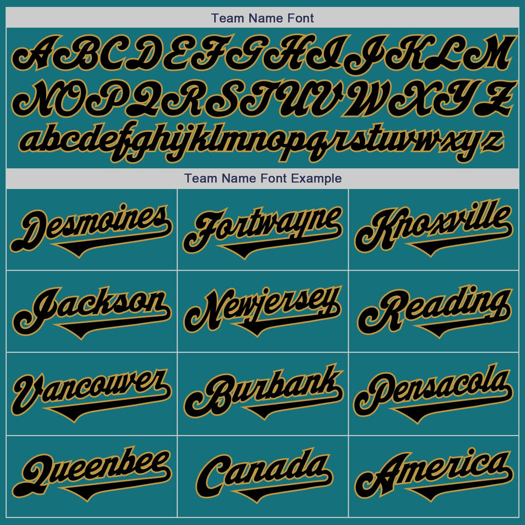 Custom Teal Black-Old Gold Authentic Two Tone Baseball Jersey