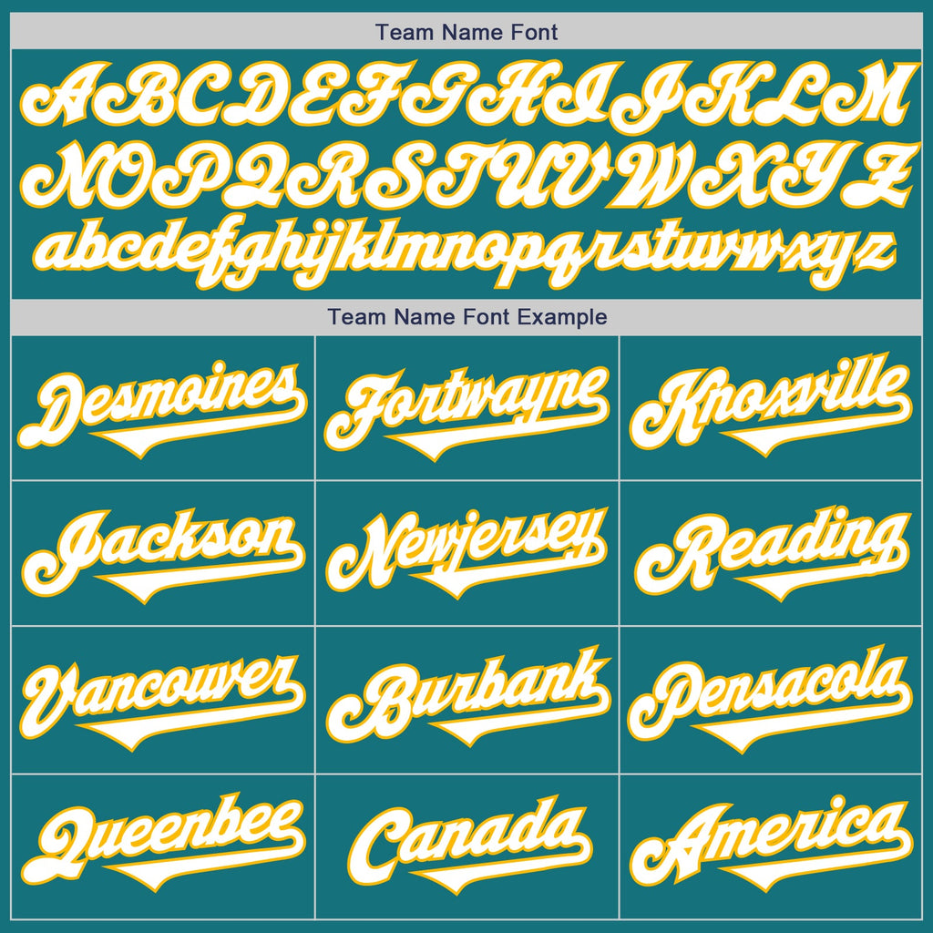 Custom Teal White-Gold Authentic Two Tone Baseball Jersey
