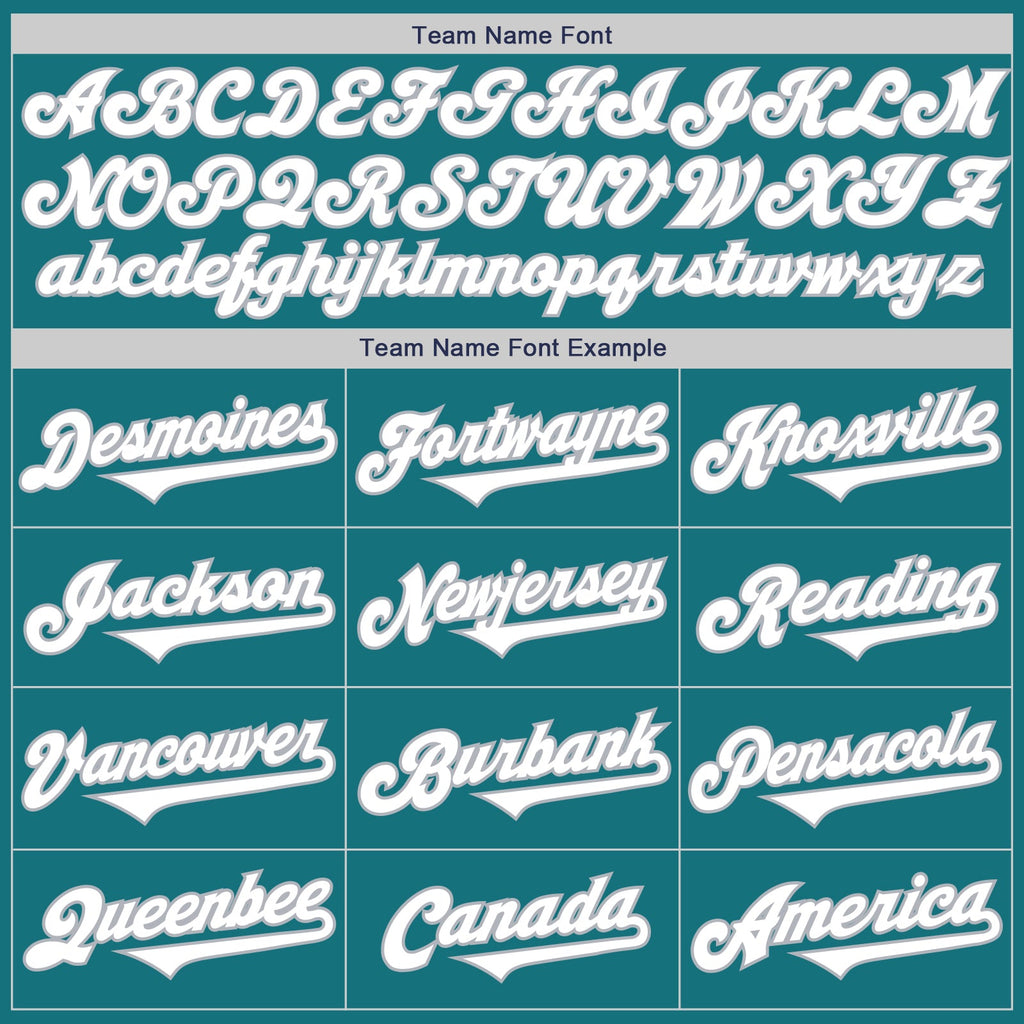 Custom Teal White-Gray Authentic Two Tone Baseball Jersey