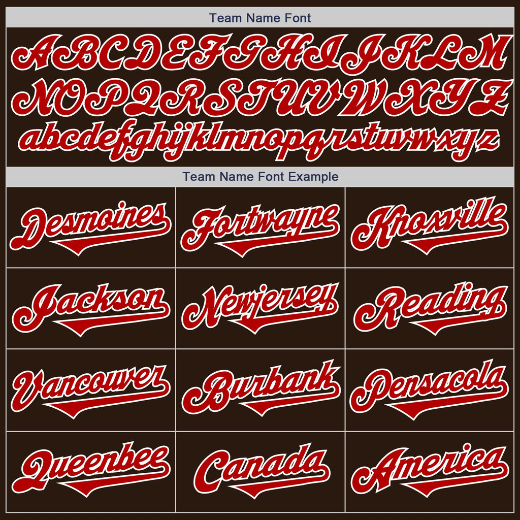Custom Brown Red-White Authentic Two Tone Baseball Jersey