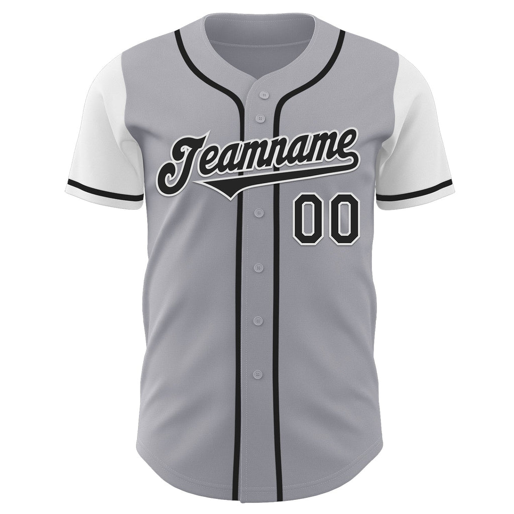 Custom Gray Black-White Authentic Two Tone Baseball Jersey