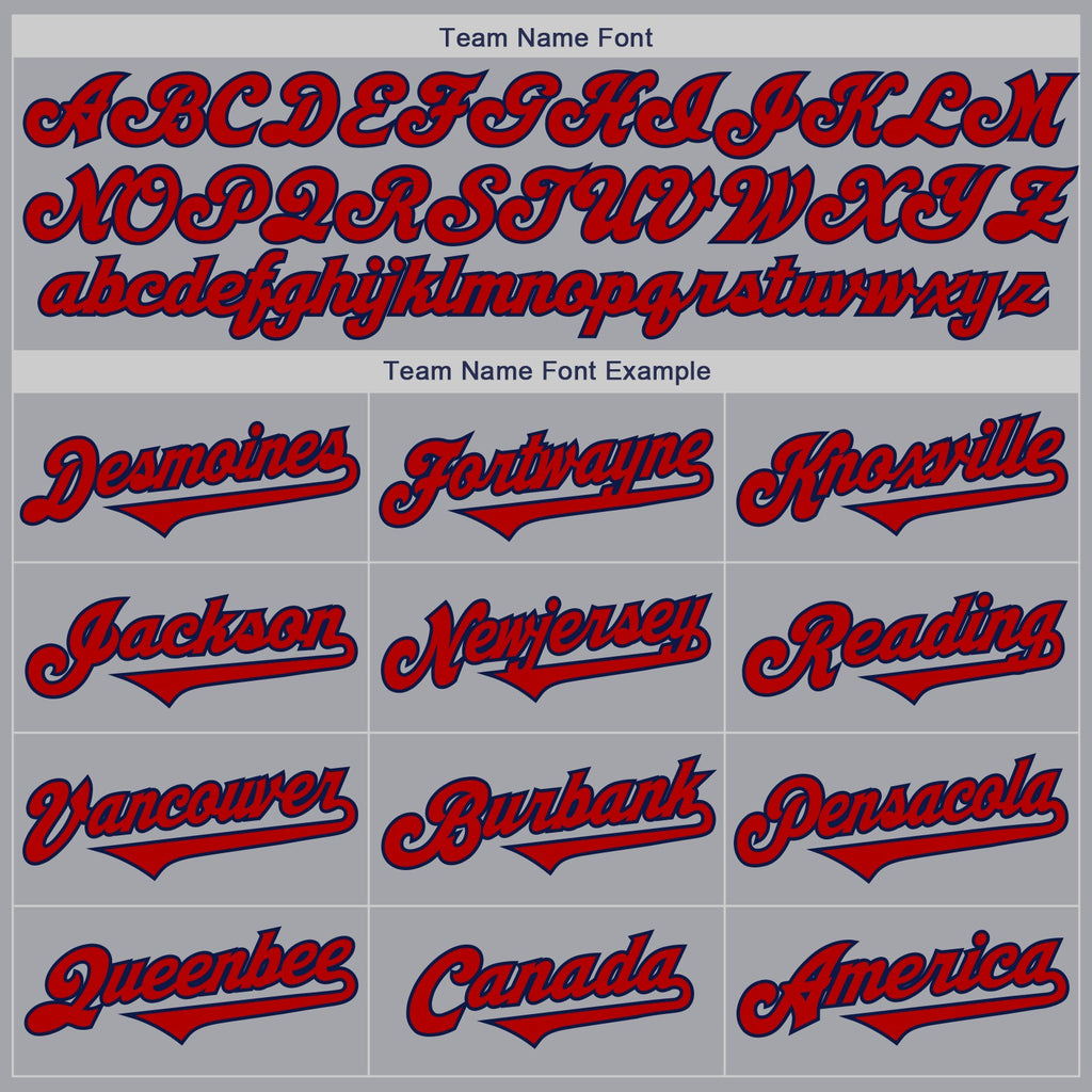 Custom Gray Red-Navy Authentic Two Tone Baseball Jersey