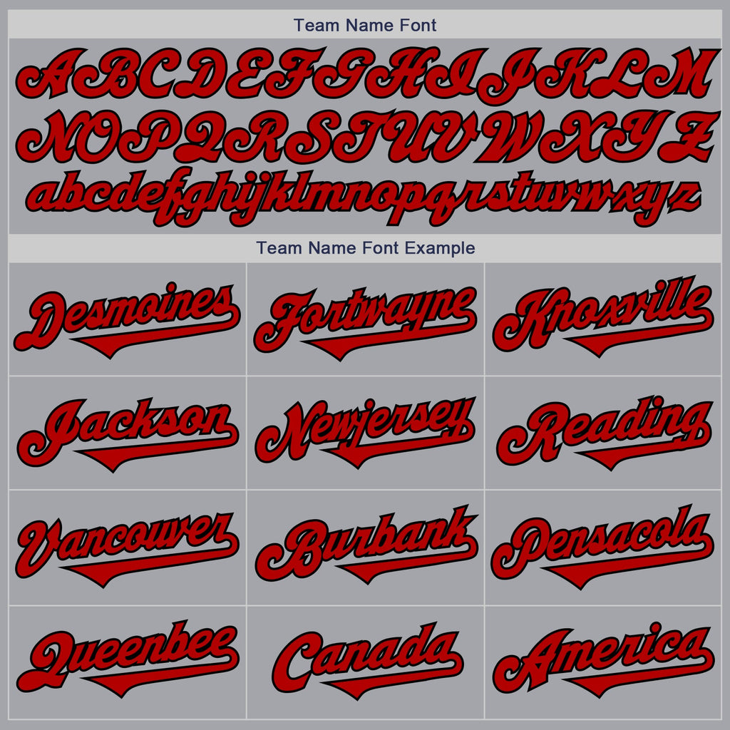 Custom Gray Red-Black Authentic Two Tone Baseball Jersey