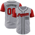 Custom Gray Red-Black Authentic Two Tone Baseball Jersey