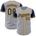 Custom Gray Navy-Gold Authentic Two Tone Baseball Jersey