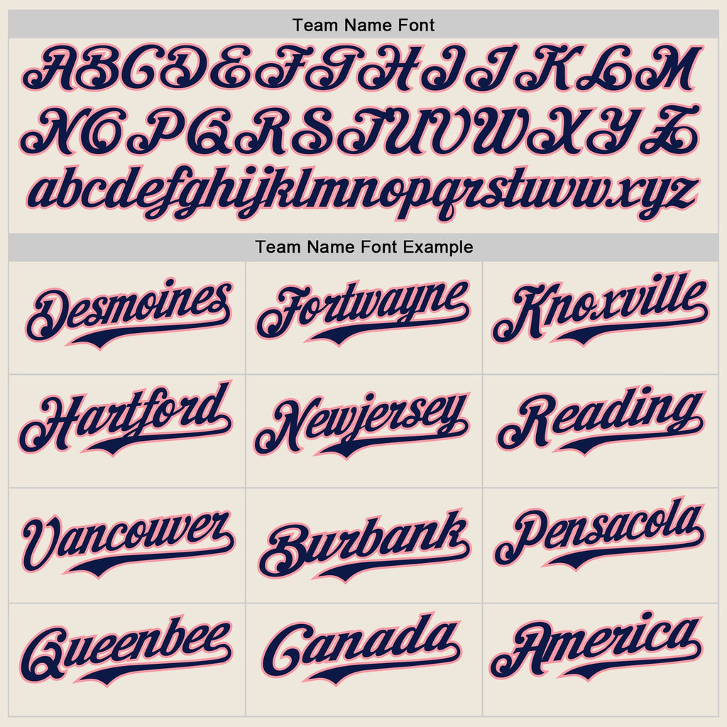 Custom Cream Navy Pinstripe Medium Pink Authentic Two Tone Baseball Jersey
