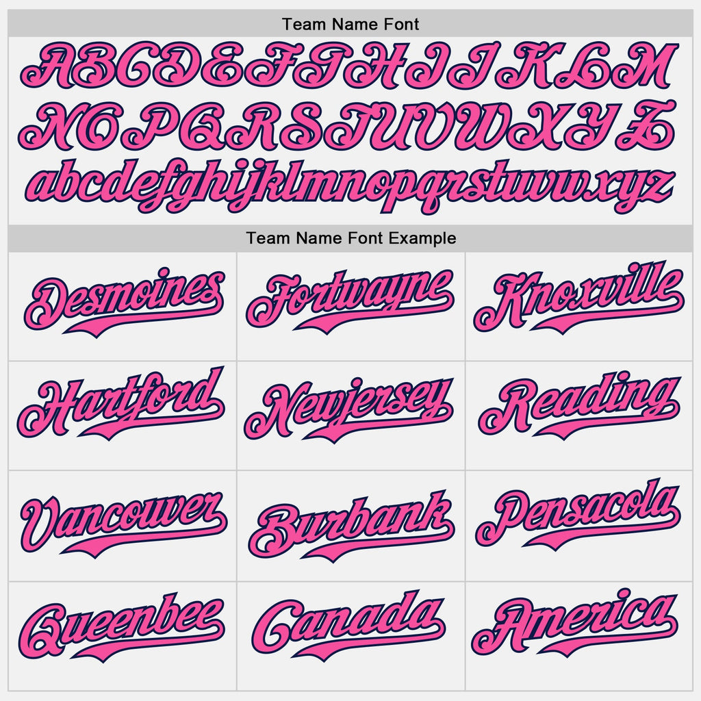 Custom White Pink Pinstripe Navy Authentic Two Tone Baseball Jersey
