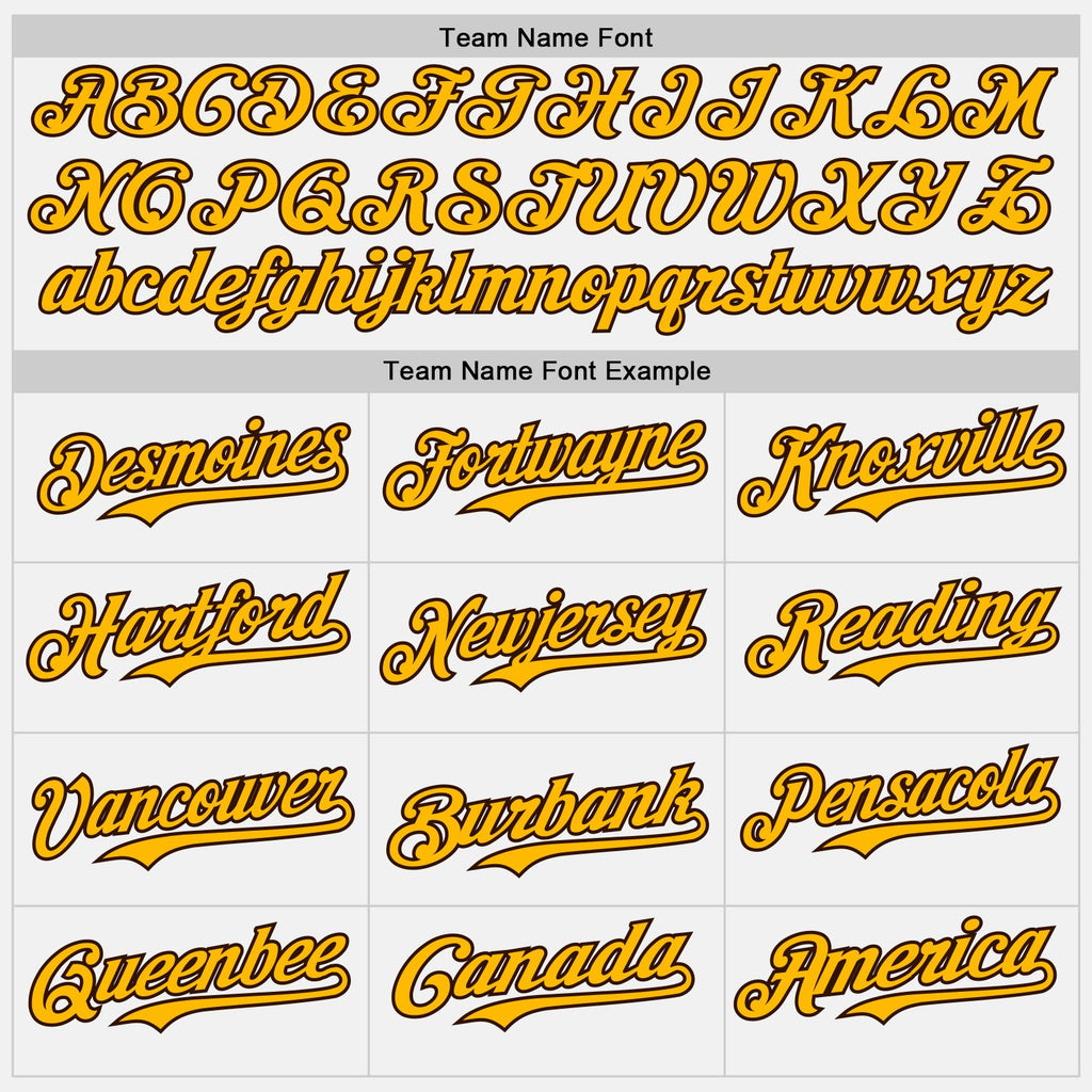 Custom White Gold Pinstripe Brown Authentic Two Tone Baseball Jersey