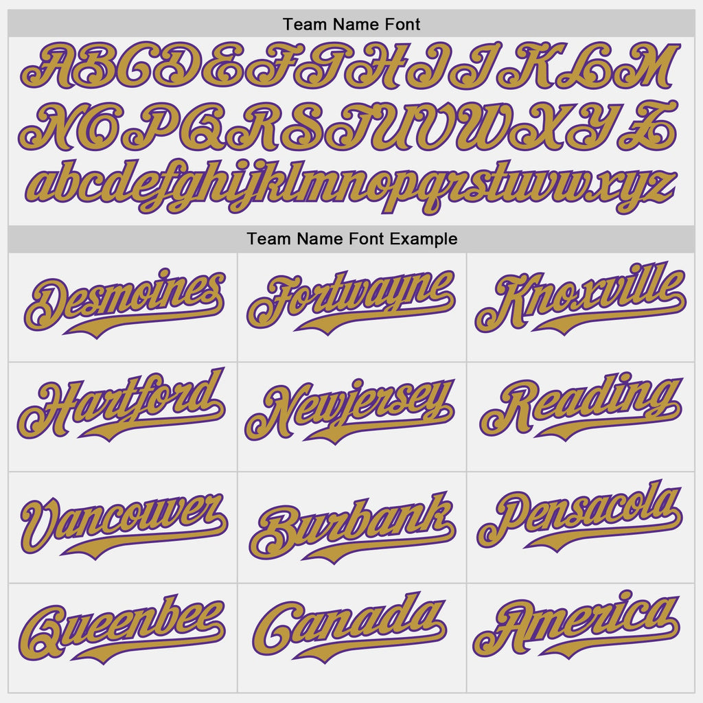 Custom White Old Gold Pinstripe Purple Authentic Two Tone Baseball Jersey