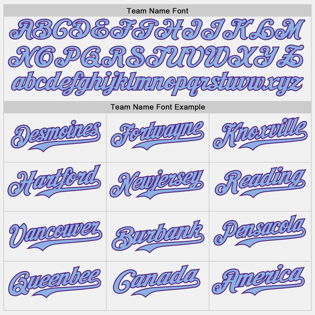 Custom White Light Blue Pinstripe Purple Authentic Two Tone Baseball Jersey