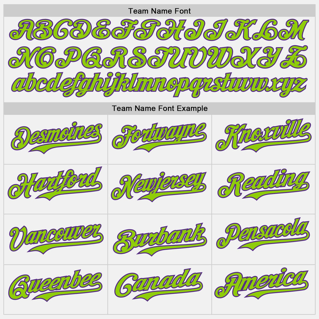 Custom White Neon Green Pinstripe Purple Authentic Two Tone Baseball Jersey