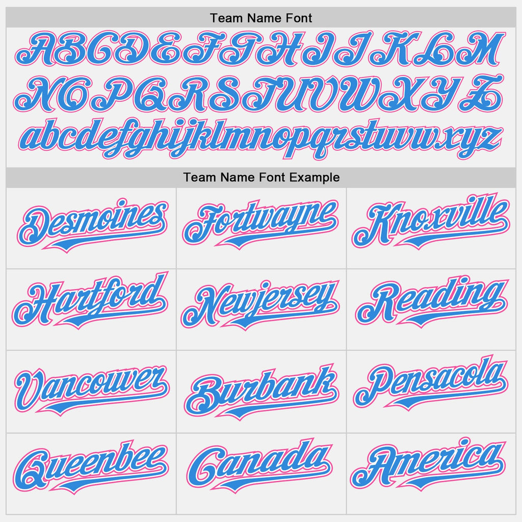 Custom White Electric Blue Pinstripe Pink Authentic Two Tone Baseball Jersey