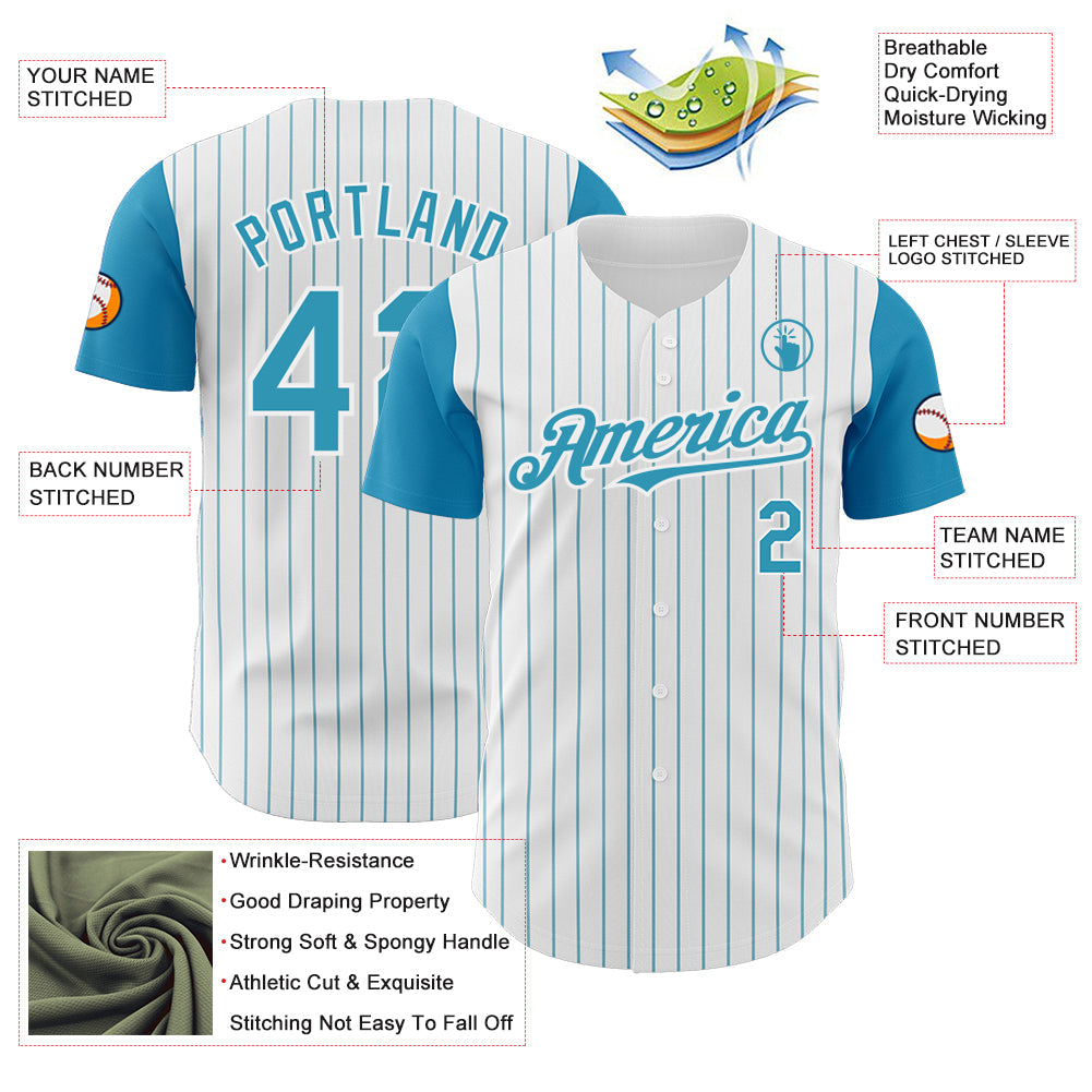 Custom White Panther Blue Pinstripe Panther Blue Authentic Two Tone Baseball Jersey